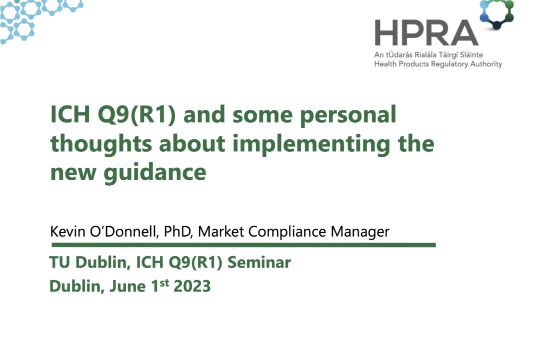 ICH Q9(R1) and some personal thoughts about implementing the new guidance